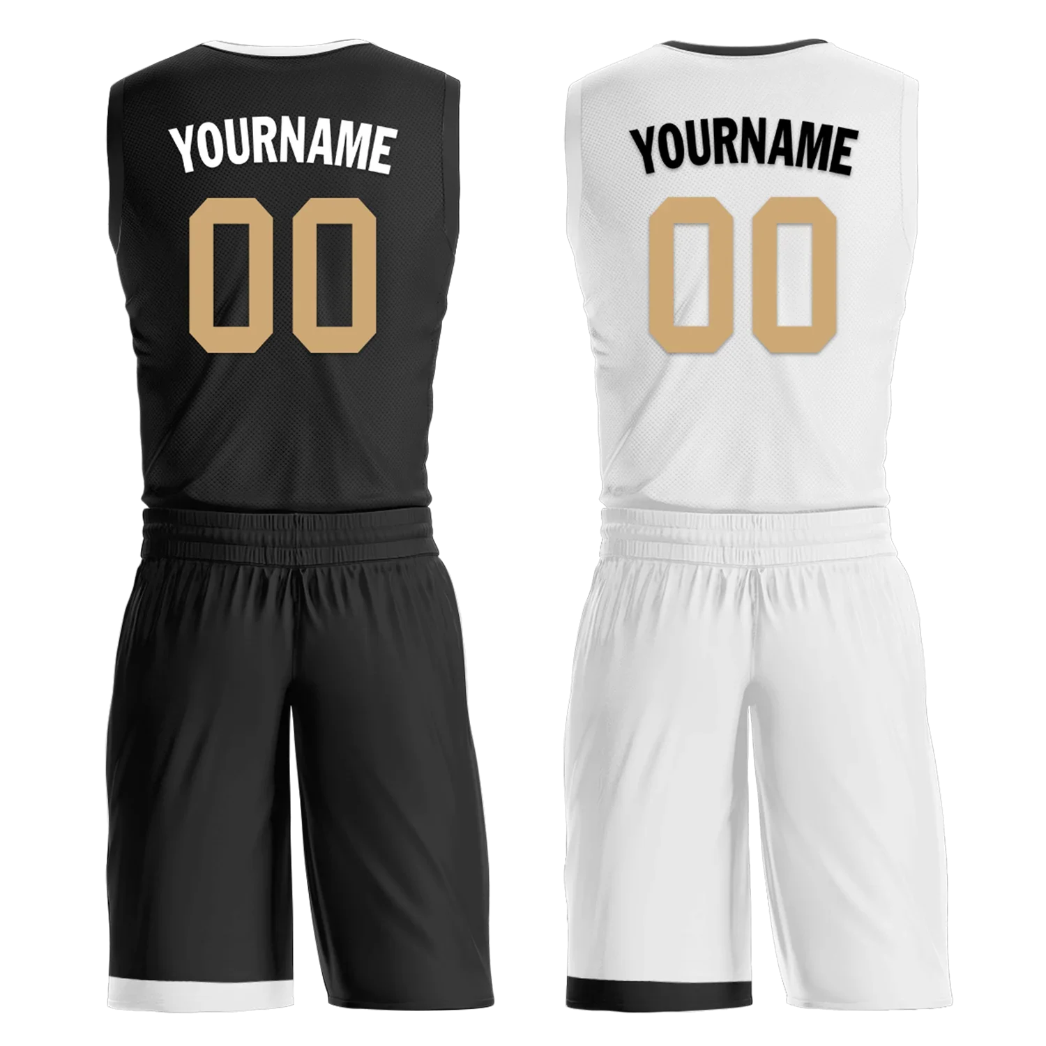 Custom Black White Classic Style Reversible Basketball Uniform Personalized COOLMAX BBJR-D017044 - Coolcustomize