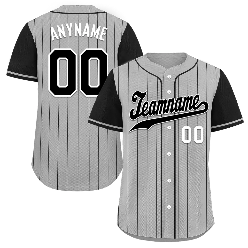 Custom Gray Black Stripe Fashion Personalized Authentic Baseball Jersey BSBJ01-D017254 - Coolcustomize