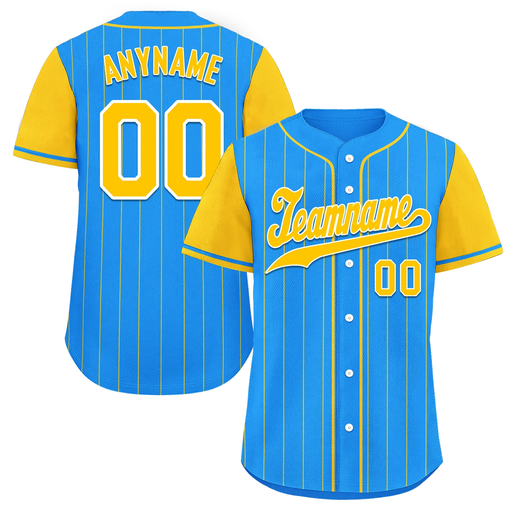 Custom Blue Yellow Stripe Fashion Personalized Authentic Baseball Jersey BSBJ01-D017212 - Coolcustomize