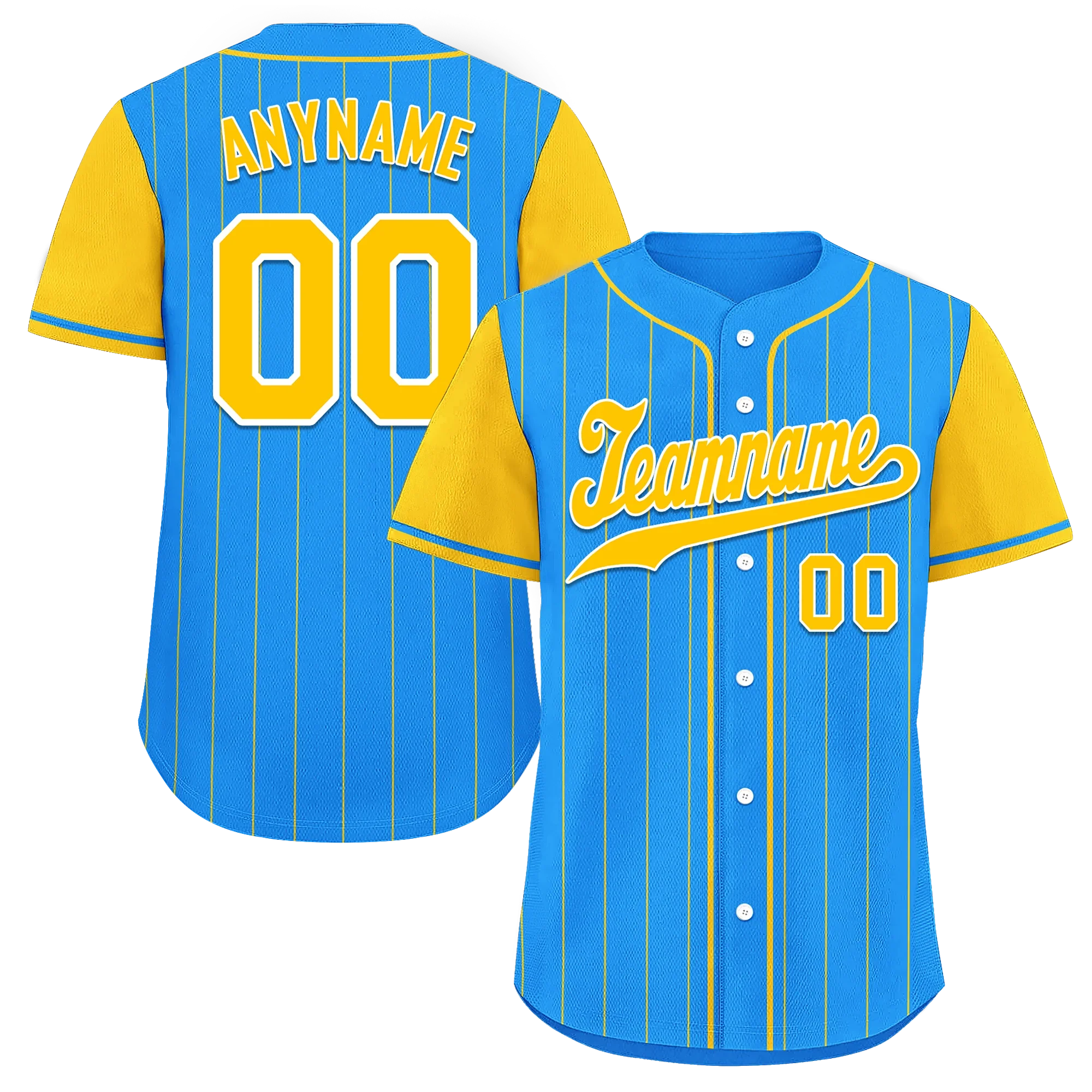 Custom Blue Yellow Stripe Fashion Personalized Authentic Baseball Jersey BSBJ01-D017212 - Coolcustomize
