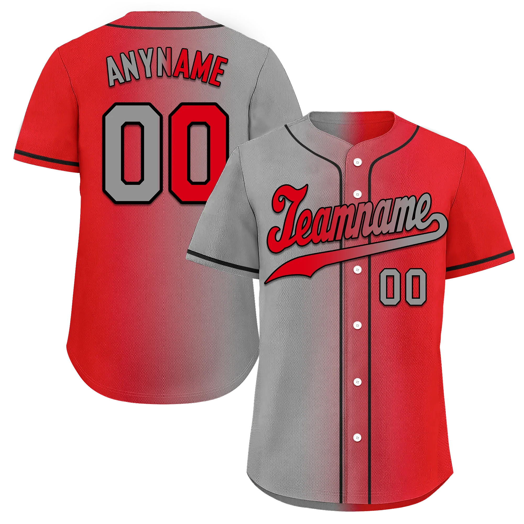 Custom Grey Red Gradient Fashion Personalized Authentic Baseball Jersey BSBJ01-D0a7aad - Coolcustomize