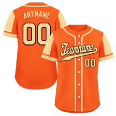 Custom Orange Yellow Raglan Sleeves Personalized Authentic Baseball Jersey BSBJ01-D017194