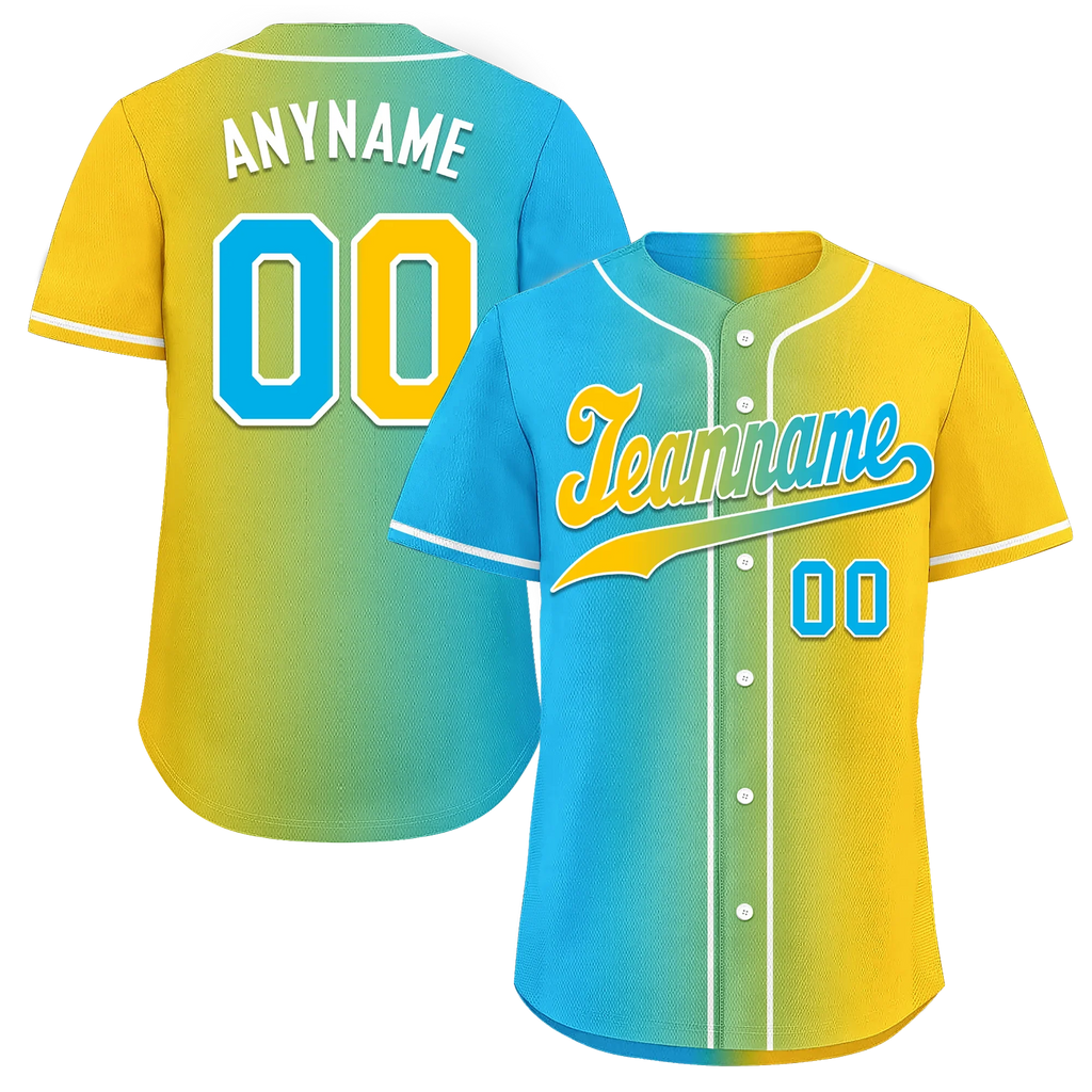 Custom Blue Yellow Gradient Fashion Personalized Authentic Baseball Jersey BSBJ01-D0a709b - Coolcustomize