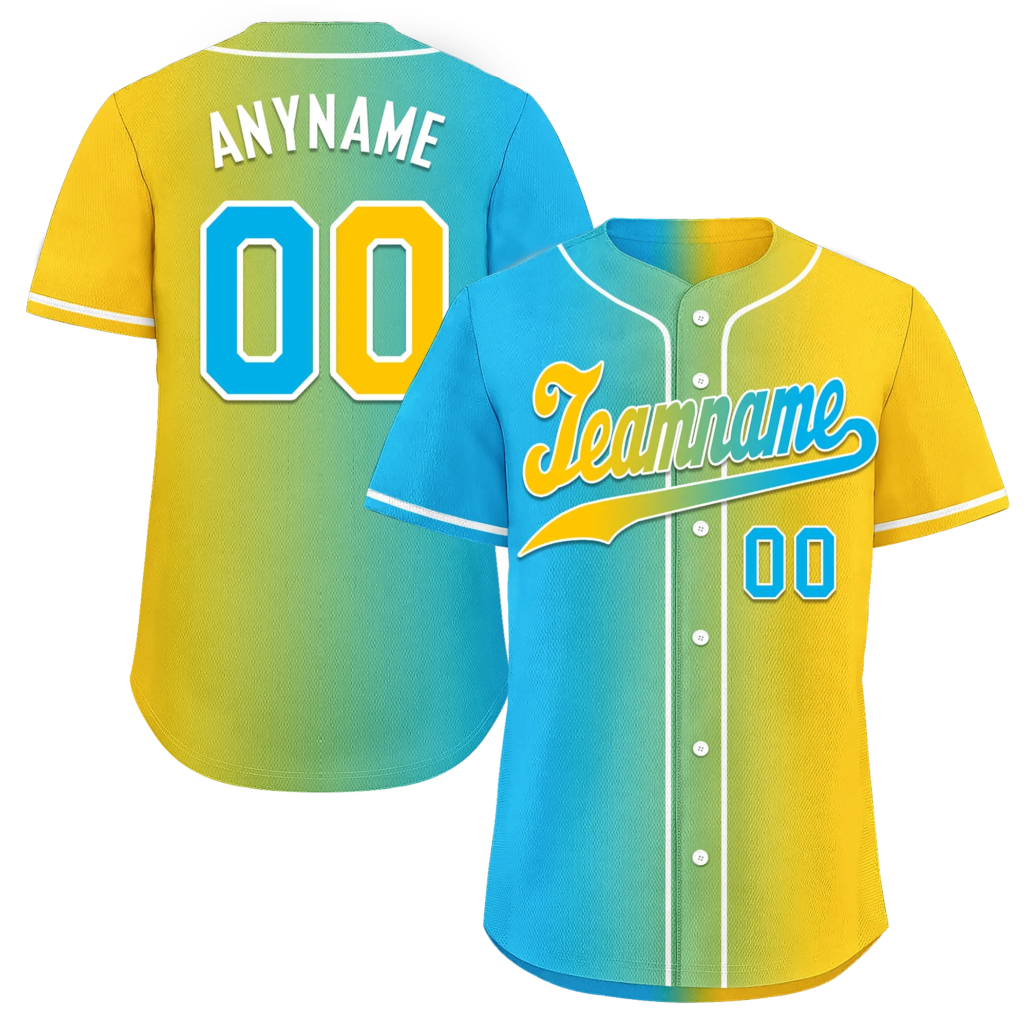 Custom Blue Yellow Gradient Fashion Personalized Authentic Baseball Jersey BSBJ01-D0a709b - Coolcustomize