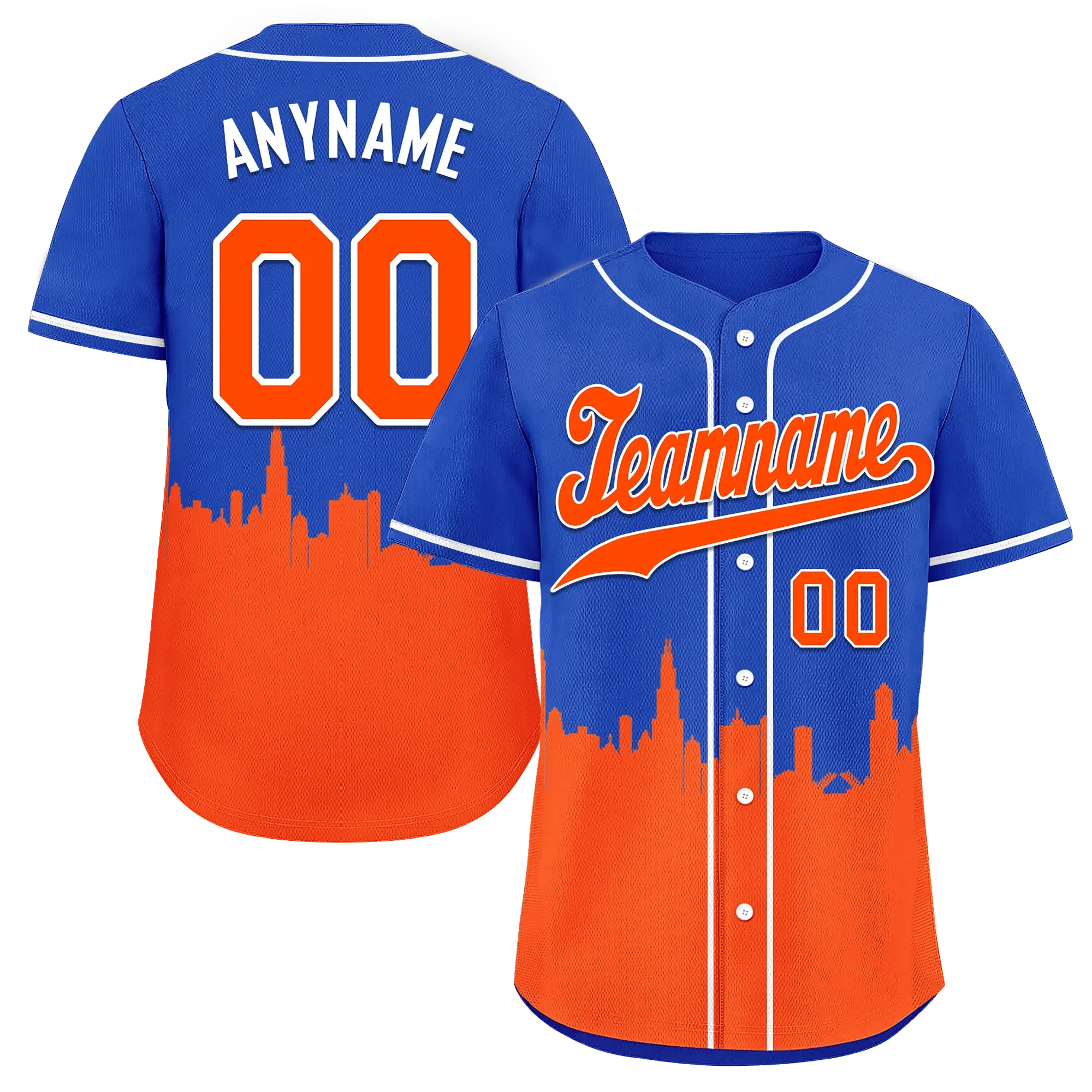 Custom Blue Orange City Edition Personalized Authentic Baseball Jersey BSBJ01-D017128 - Coolcustomize