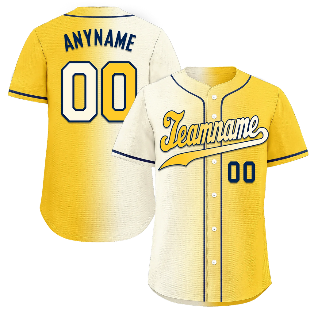 Custom White Yellow Gradient Fashion Personalized Authentic Baseball Jersey BSBJ01-D0a709f - Coolcustomize