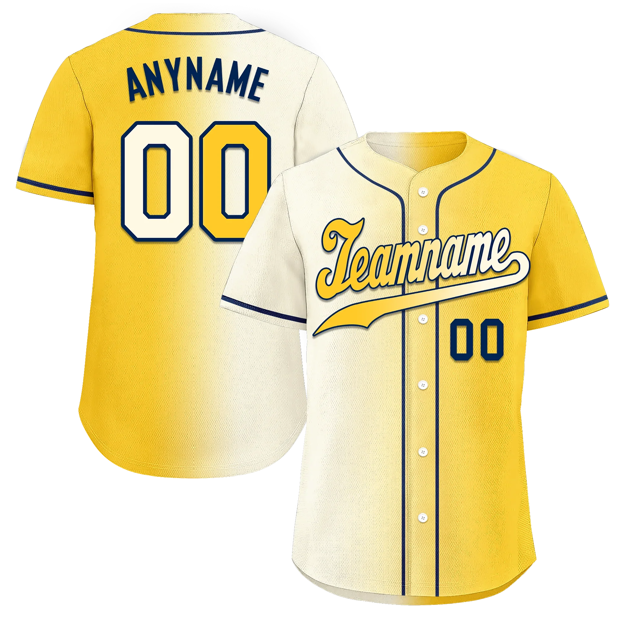 Custom White Yellow Gradient Fashion Personalized Authentic Baseball Jersey BSBJ01-D0a709f - Coolcustomize
