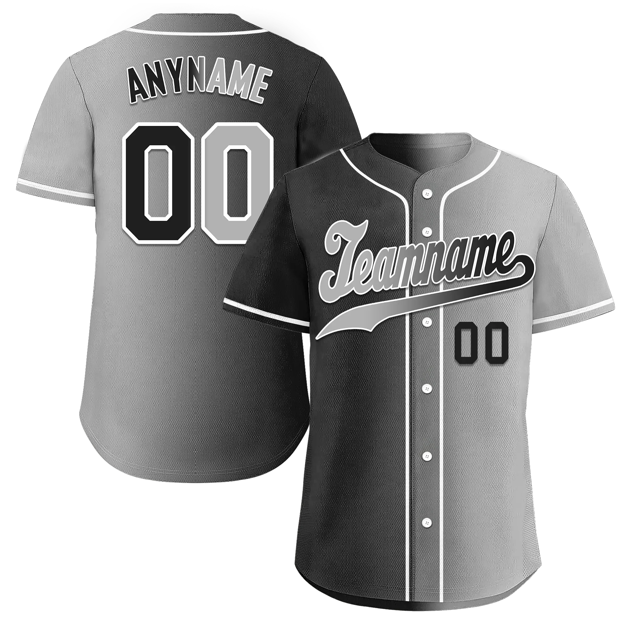 Custom Black Grey Gradient Fashion Personalized Authentic Baseball Jersey BSBJ01-D0a7a07 - Coolcustomize