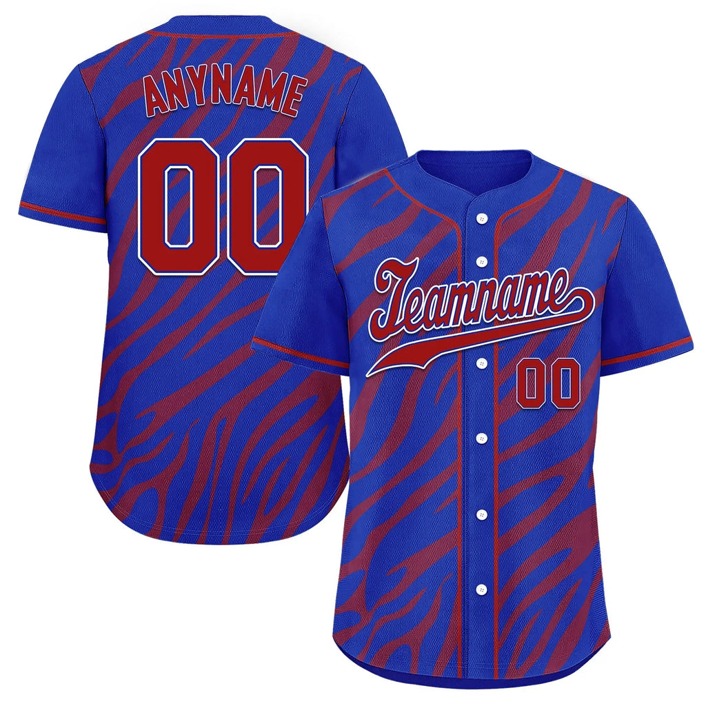 Custom Blue Red Zebra Pattern Personalized Authentic Baseball Jersey BSBJ01-D020201-22 - Coolcustomize
