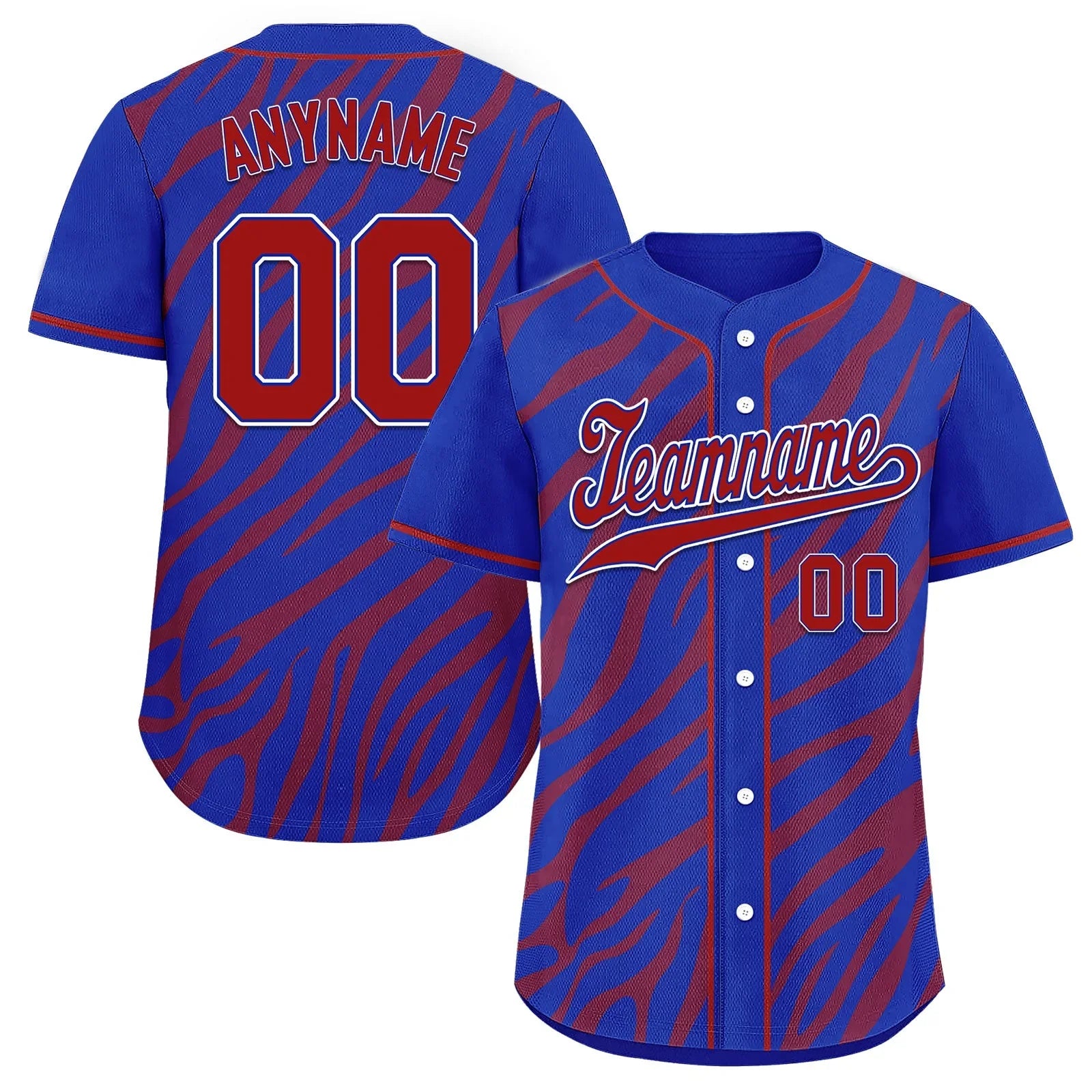Custom Blue Red Zebra Pattern Personalized Authentic Baseball Jersey BSBJ01-D020201-22 - Coolcustomize