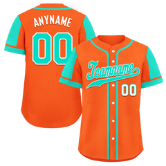 Custom Orange Cyan Raglan Sleeves Personalized Authentic Baseball Jersey BSBJ01-D017193