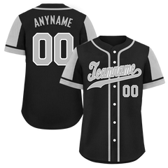 Custom Black Gray Raglan Sleeves Personalized Authentic Baseball Jersey BSBJ01-D017175