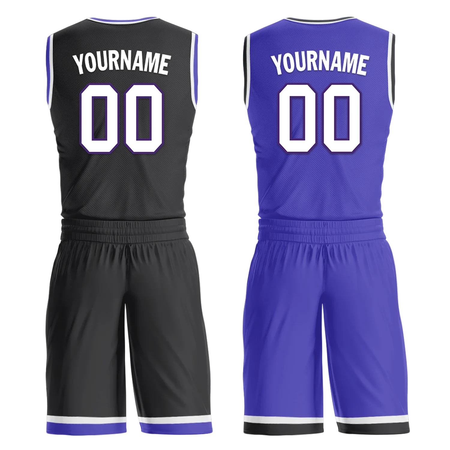 Custom Black Blue Classic Style Reversible Basketball Uniform Personalized Ordinary BBJR-D017036 - Coolcustomize