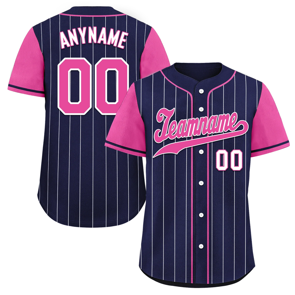 Custom Blue Pink Stripe Fashion Personalized Authentic Baseball Jersey BSBJ01-D017227 - Coolcustomize