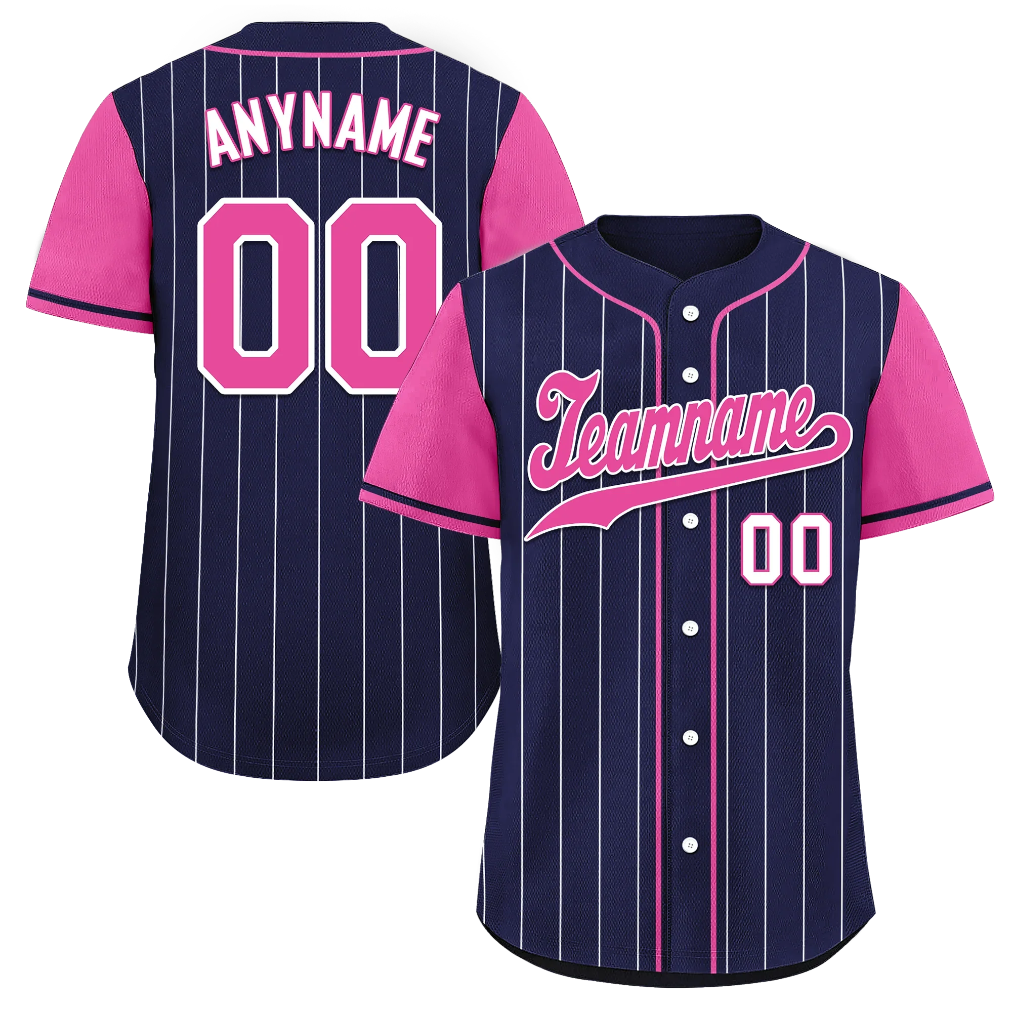Custom Blue Pink Stripe Fashion Personalized Authentic Baseball Jersey BSBJ01-D017227 - Coolcustomize