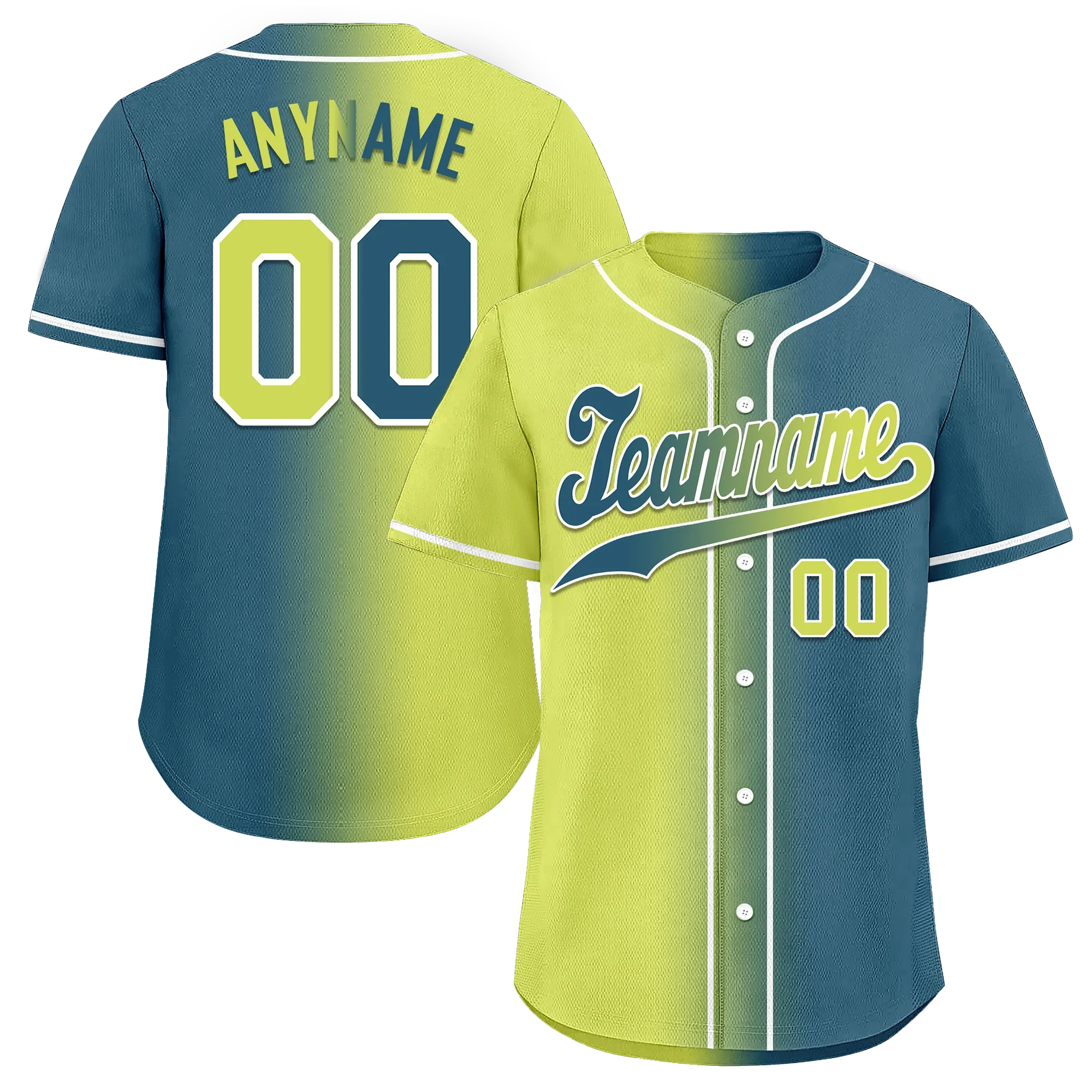Custom Yellow Green Gradient Fashion Personalized Authentic Baseball Jersey BSBJ01-D0a709d - Coolcustomize