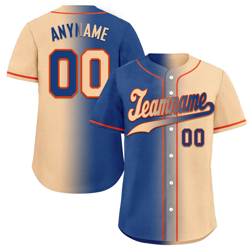 Custom Blue Beige Gradient Fashion Personalized Authentic Baseball Jersey BSBJ01-D0a7077 - Coolcustomize