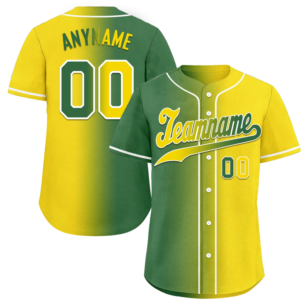 Custom Green Yellow Gradient Fashion Personalized Authentic Baseball Jersey BSBJ01-D0a707d - Coolcustomize