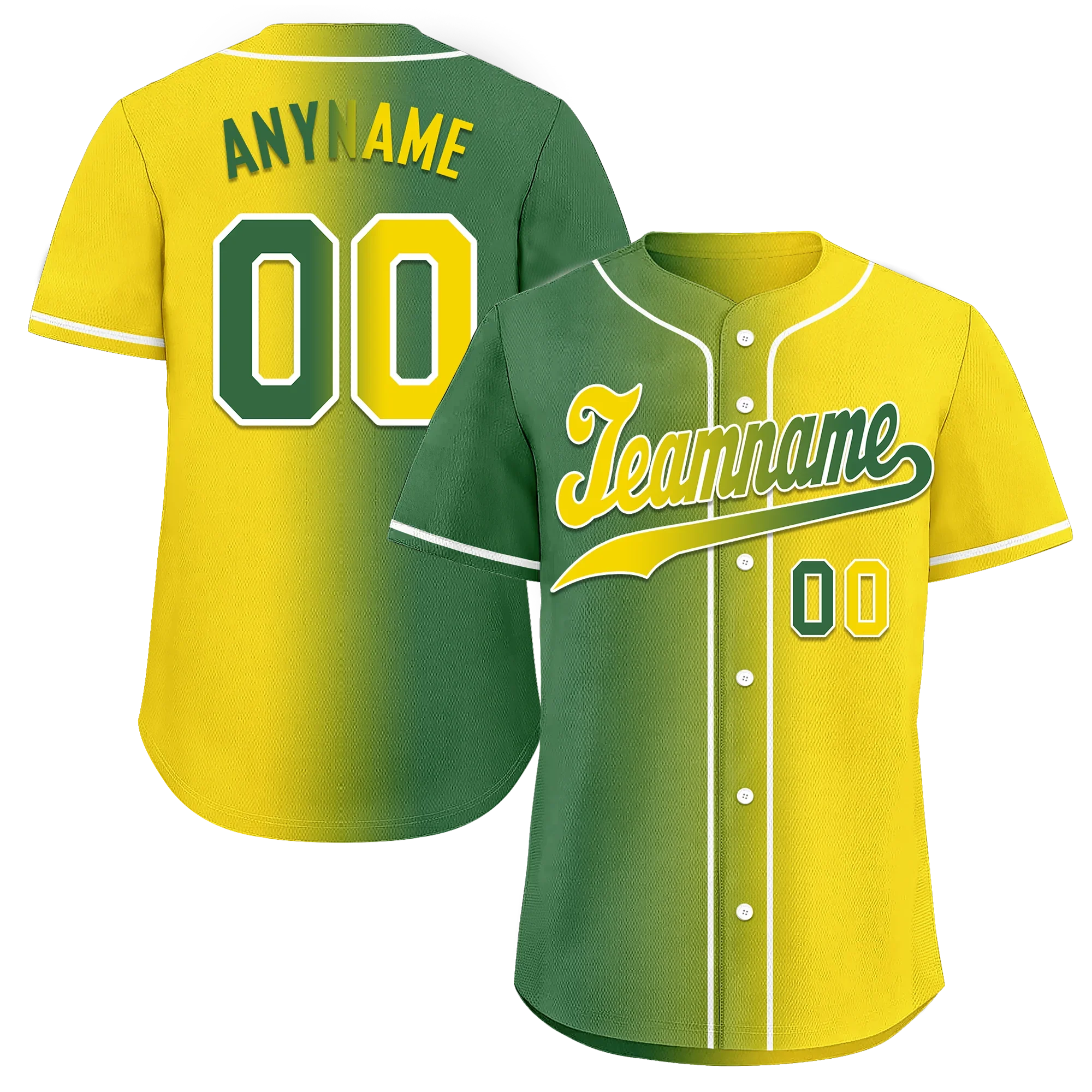 Custom Green Yellow Gradient Fashion Personalized Authentic Baseball Jersey BSBJ01-D0a707d - Coolcustomize