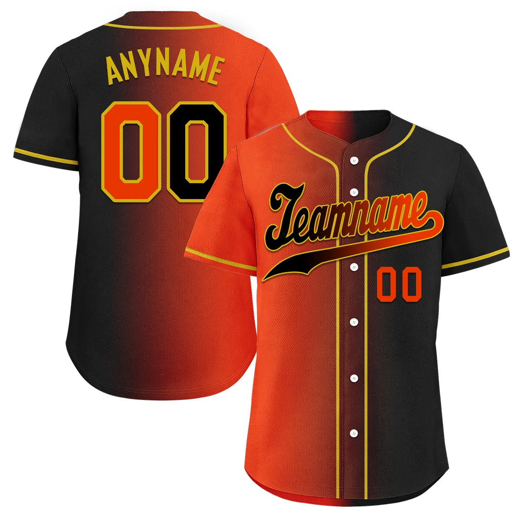 Custom Orange Black Gradient Fashion Personalized Authentic Baseball Jersey BSBJ01-D0a7aa8 - Coolcustomize