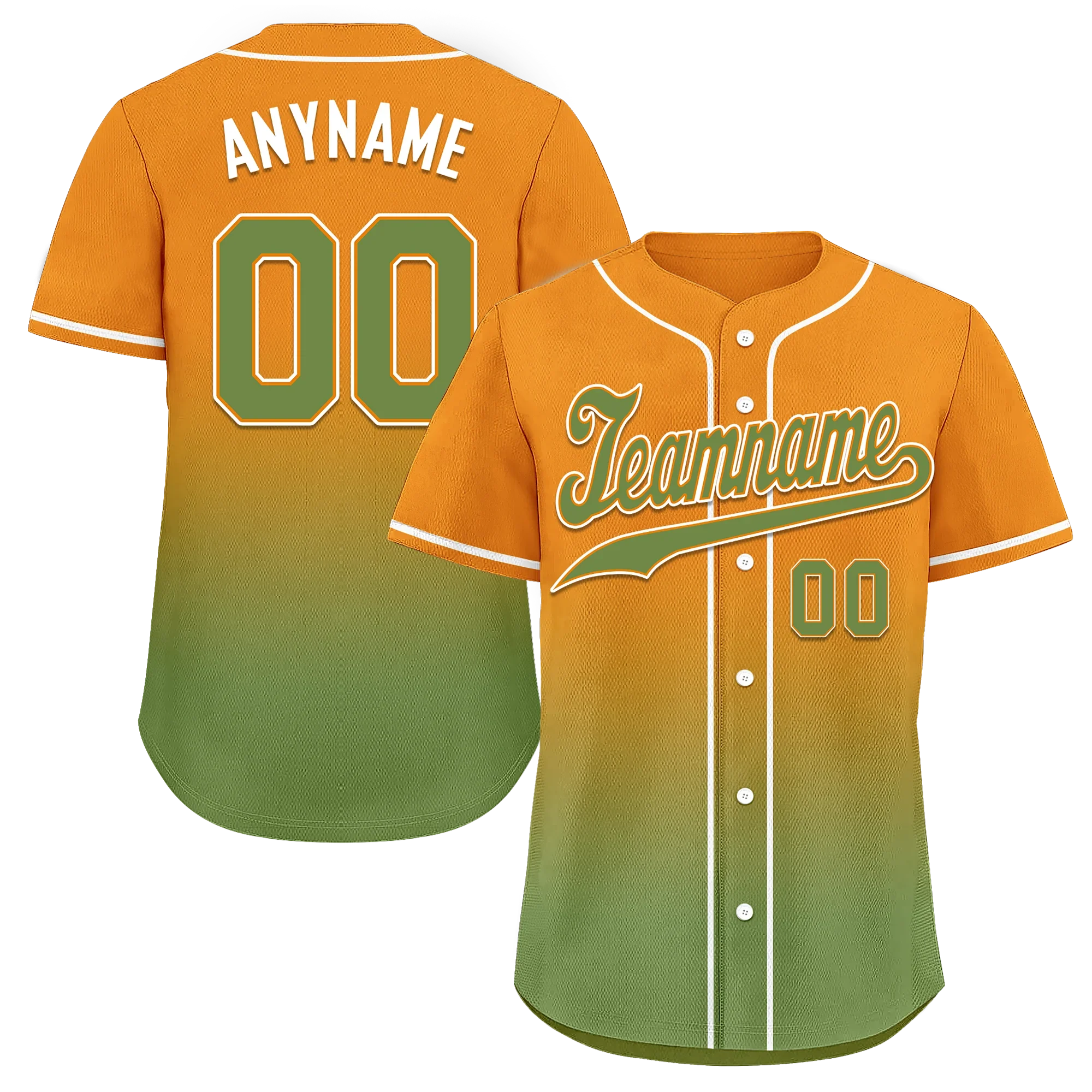 Custom Orange Green Fade Fashion Personalized Authentic Baseball Jersey BSBJ01-D0a70b9 - Coolcustomize