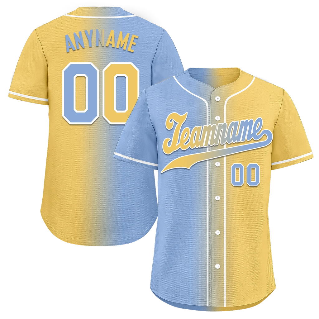 Custom Blue Yellow Gradient Fashion Personalized Authentic Baseball Jersey BSBJ01-D0a7079 - Coolcustomize