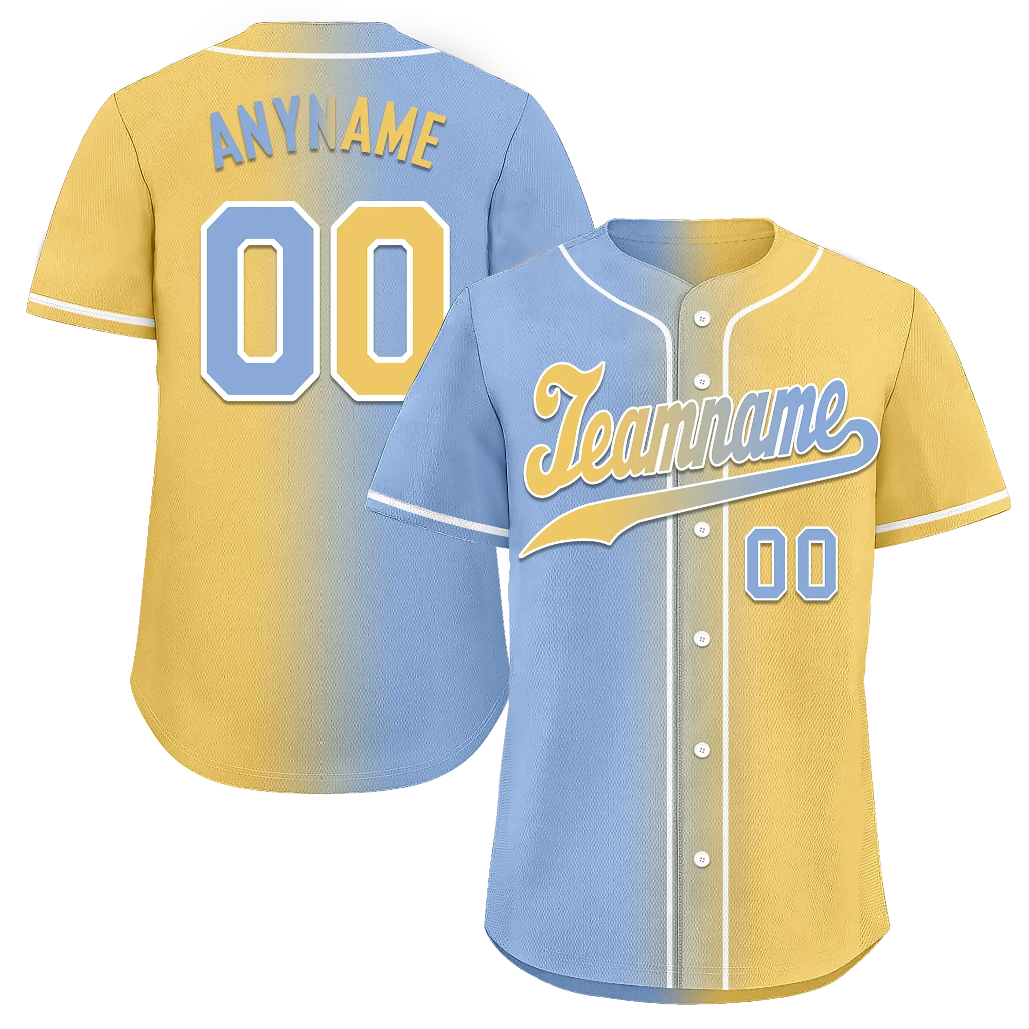 Custom Blue Yellow Gradient Fashion Personalized Authentic Baseball Jersey BSBJ01-D0a7079 - Coolcustomize