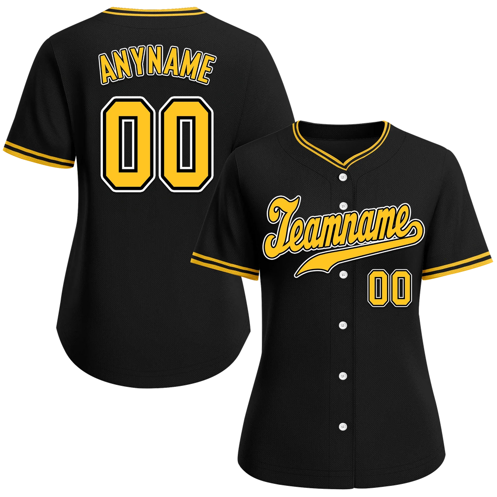 Custom Black Classic Style Yellow Personalized Authentic Baseball Jersey BSBJ01-bd0fad7 - Coolcustomize