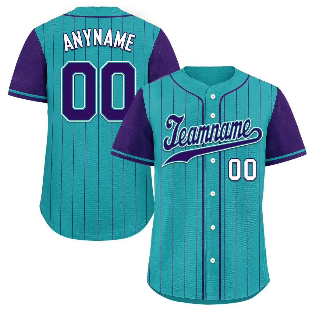Custom Cyan Purple Stripe Fashion Personalized Authentic Baseball Jersey BSBJ01-D017247 - Coolcustomize