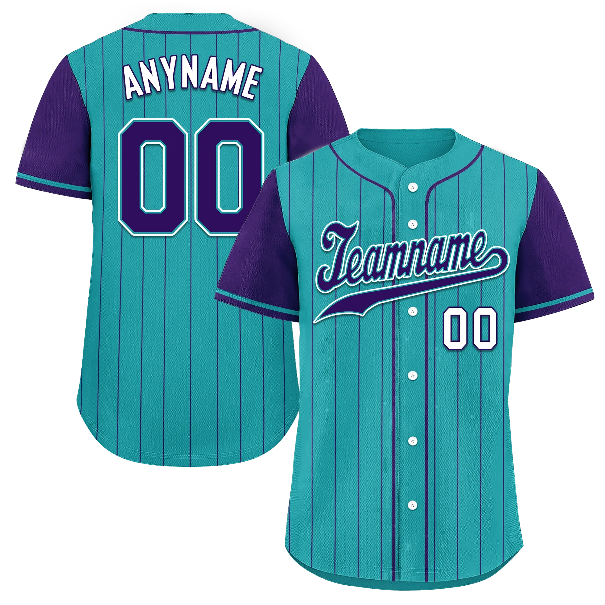 Custom Cyan Purple Stripe Fashion Personalized Authentic Baseball Jersey BSBJ01-D017247 - Coolcustomize