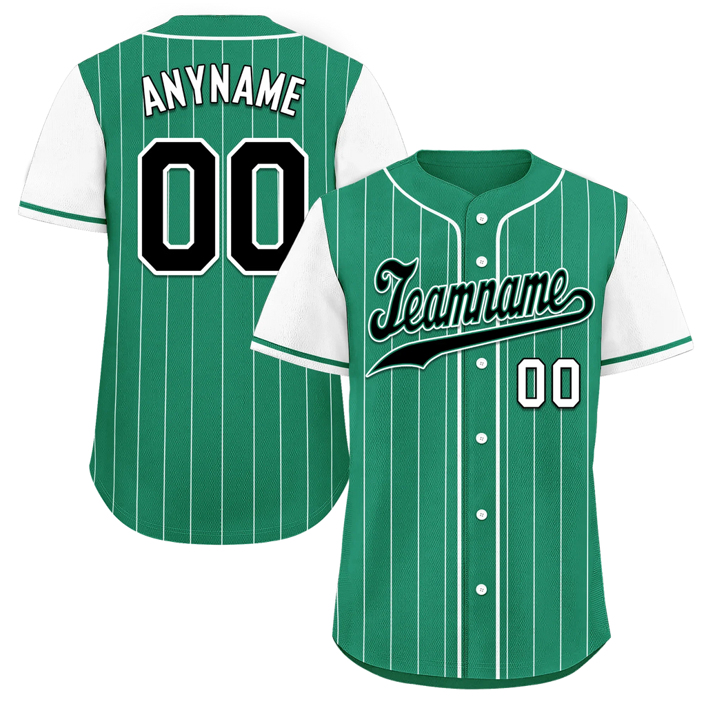 Custom Green White Stripe Fashion Personalized Authentic Baseball Jersey BSBJ01-D017246 - Coolcustomize
