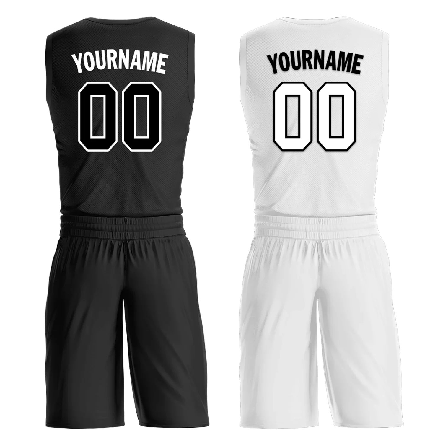 Custom Black White Classic Style Reversible Basketball Uniform Personalized COOLMAX BBJR-D017007 - Coolcustomize