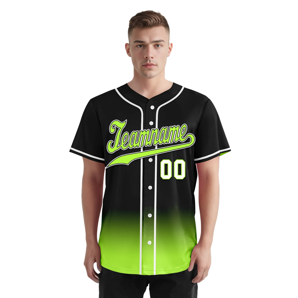 Custom Black Green Fade Fashion Personalized Authentic Baseball Jersey BSBJ01-D0a70e7 - Coolcustomize