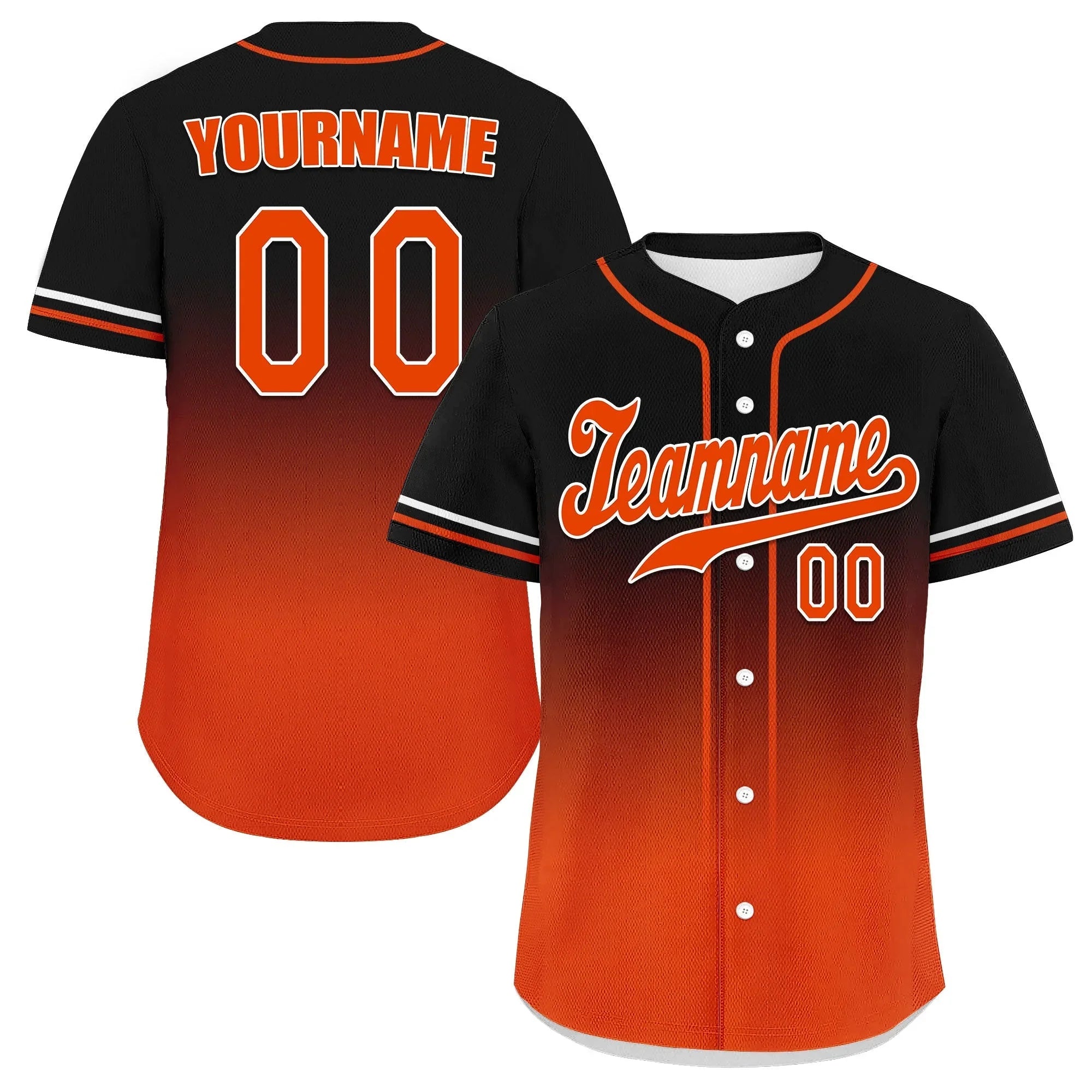 Custom Black Orange Fade Fashion Personalized Authentic Baseball Jersey UN002-bd0b007b-a - Coolcustomize