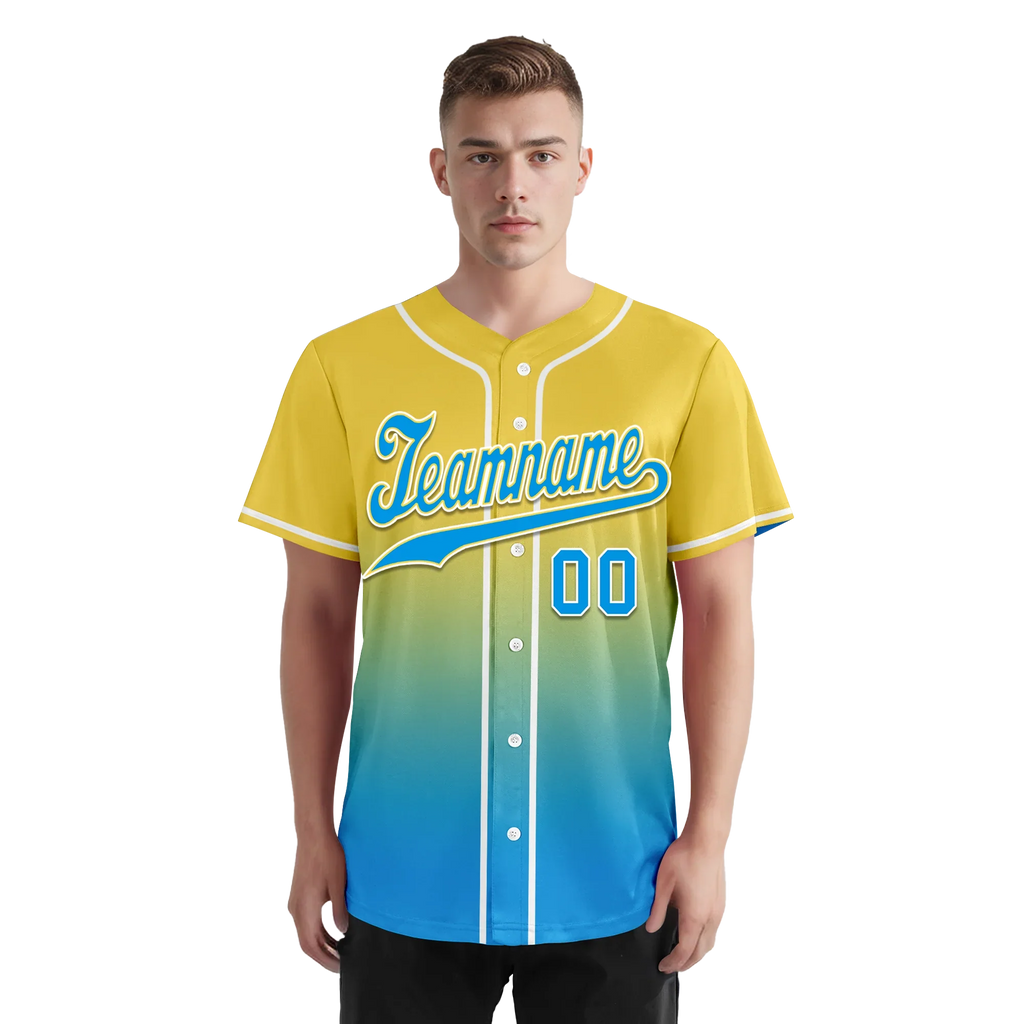 Custom Yellow Blue Fade Fashion Personalized Authentic Baseball Jersey BSBJ01-D0a70fc - Coolcustomize