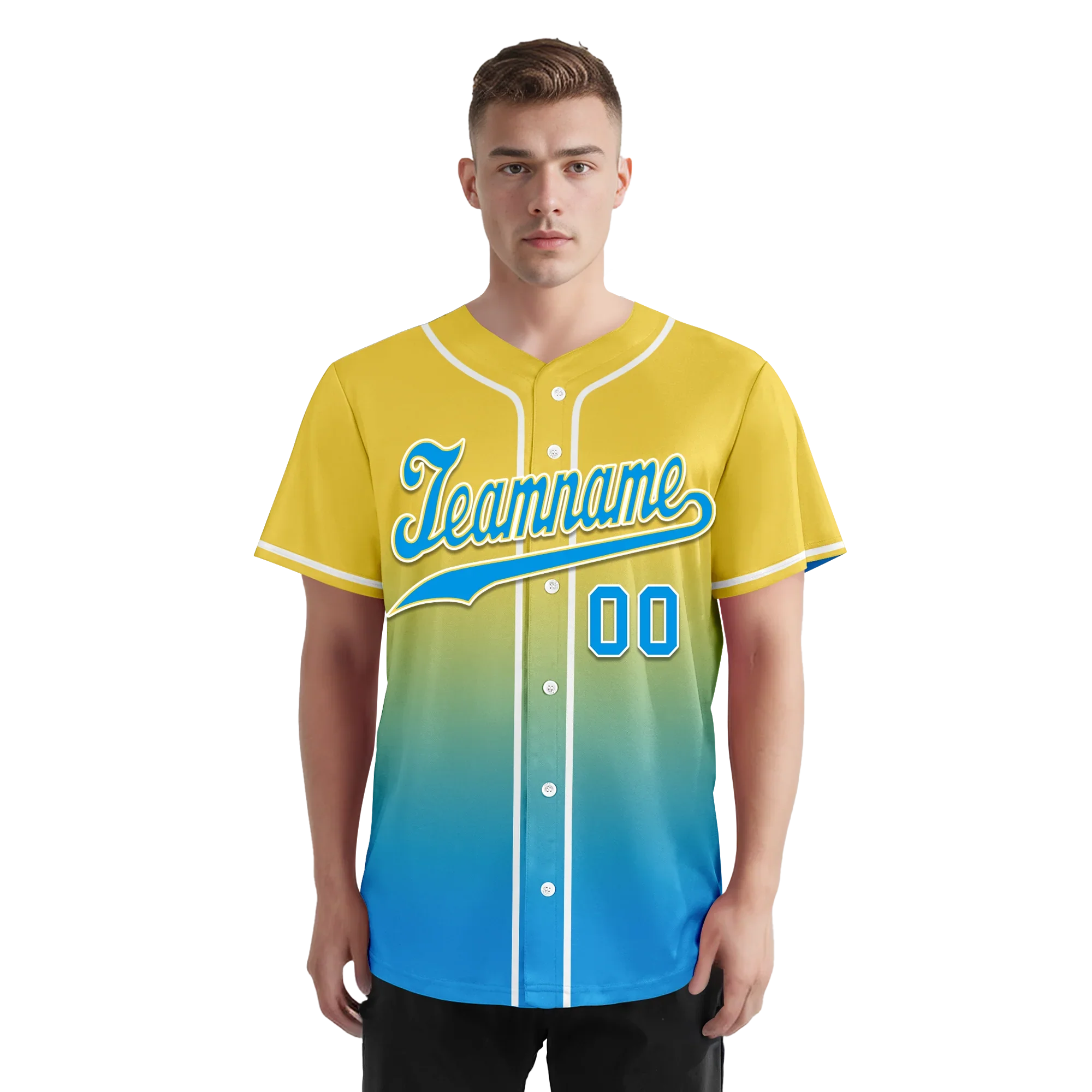 Custom Yellow Blue Fade Fashion Personalized Authentic Baseball Jersey BSBJ01-D0a70fc - Coolcustomize