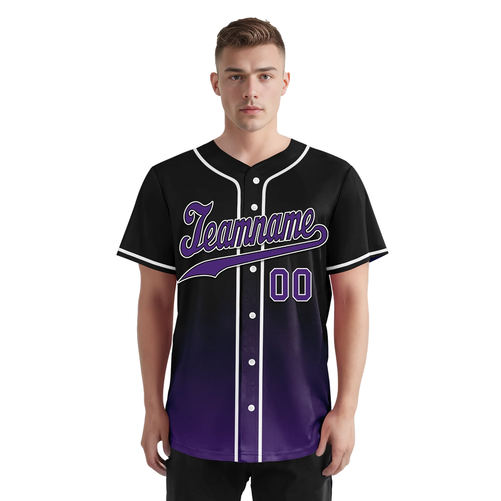 Custom Black Purple Fade Fashion Personalized Authentic Baseball Jersey BSBJ01-D0a70d0 - Coolcustomize