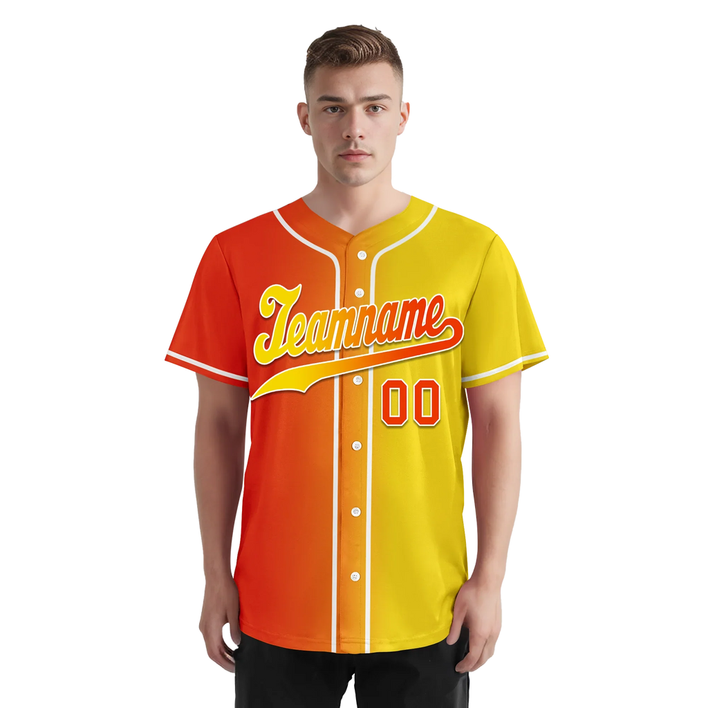Custom Orange Yellow Gradient Fashion Personalized Authentic Baseball Jersey BSBJ01-D0a707e - Coolcustomize