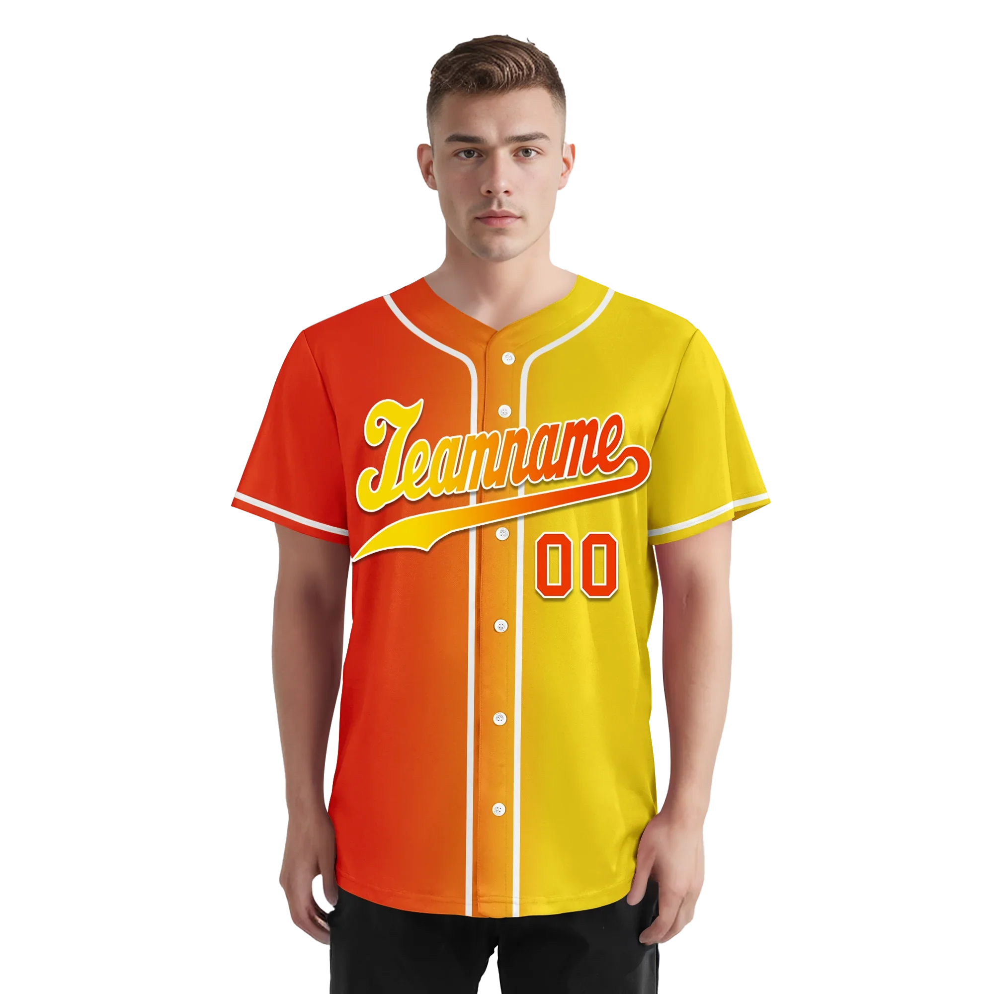 Custom Orange Yellow Gradient Fashion Personalized Authentic Baseball Jersey BSBJ01-D0a707e - Coolcustomize