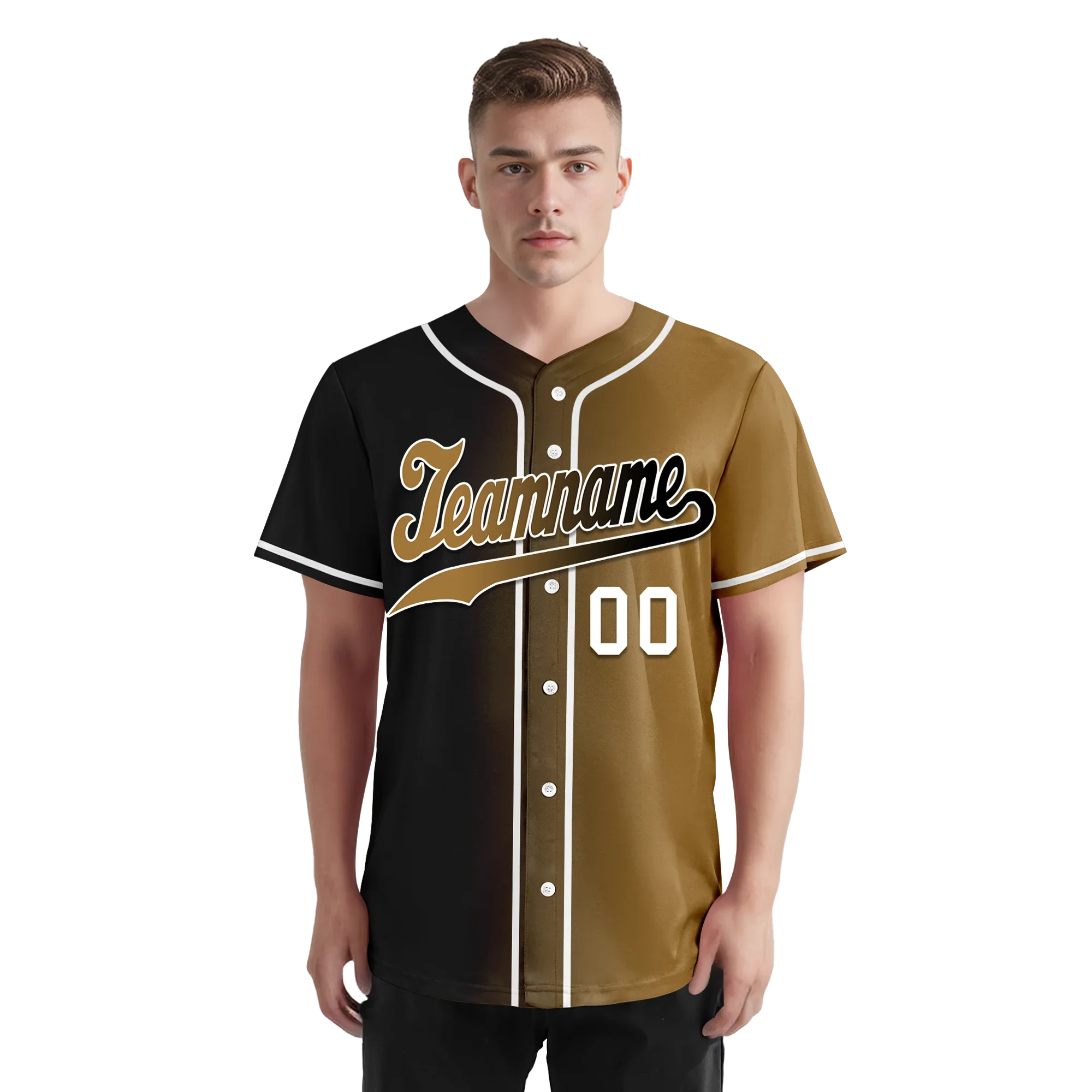Custom Black Gold Gradient Fashion Personalized Authentic Baseball Jersey BSBJ01-D0a7a0d - Coolcustomize