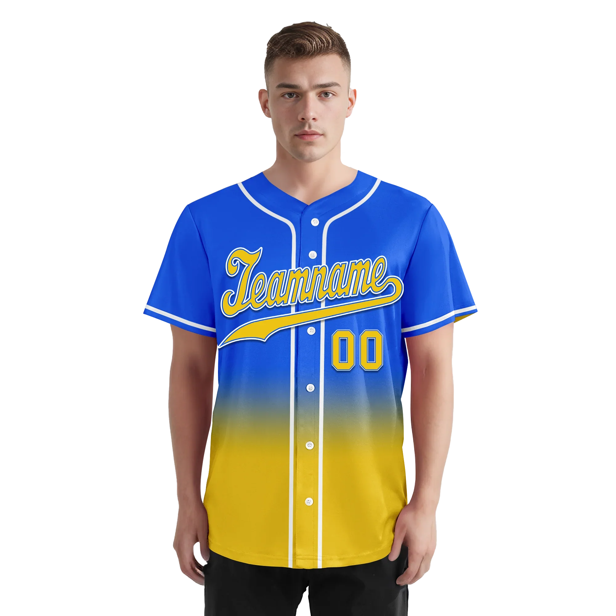 Custom Blue Yellow Fade Fashion Personalized Authentic Baseball Jersey BSBJ01-D0a70c0 - Coolcustomize
