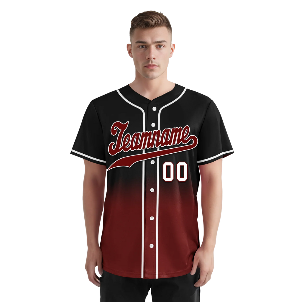 Custom Black Red Fade Fashion Personalized Authentic Baseball Jersey BSBJ01-D0a70f0 - Coolcustomize