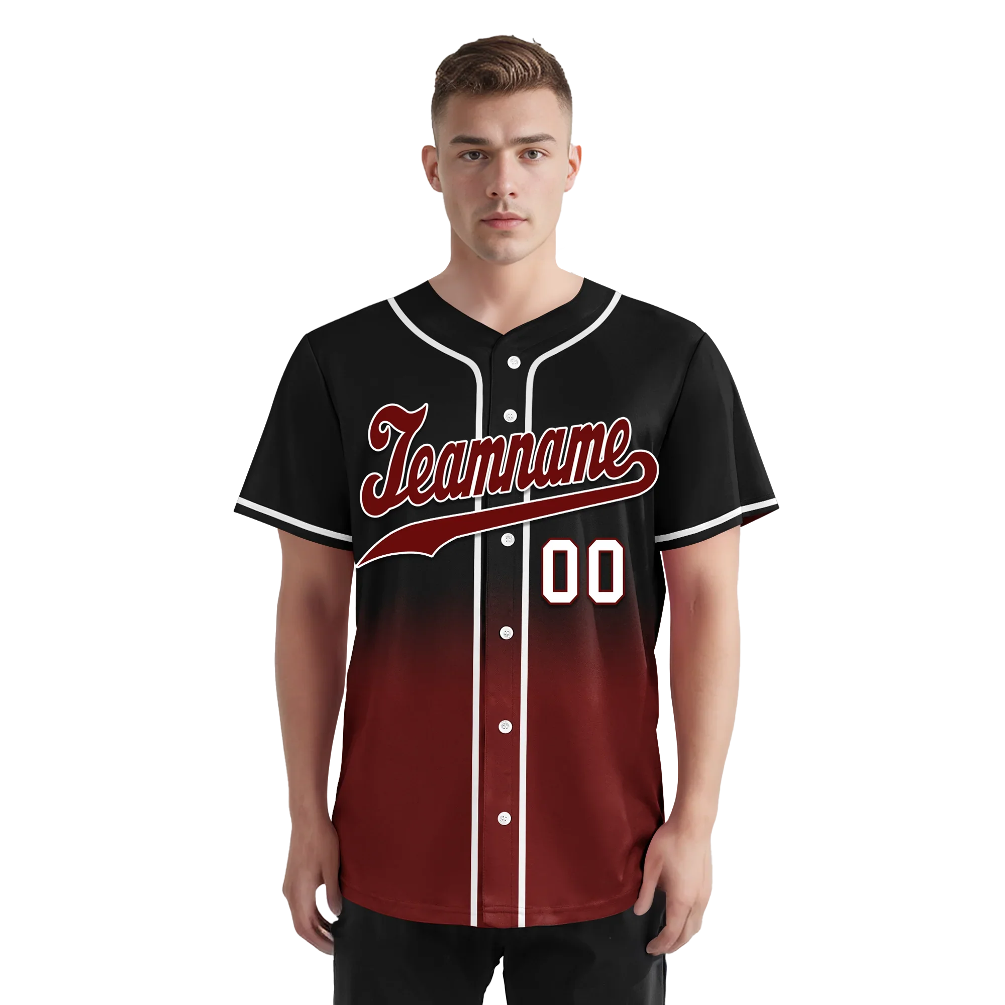 Custom Black Red Fade Fashion Personalized Authentic Baseball Jersey BSBJ01-D0a70f0 - Coolcustomize