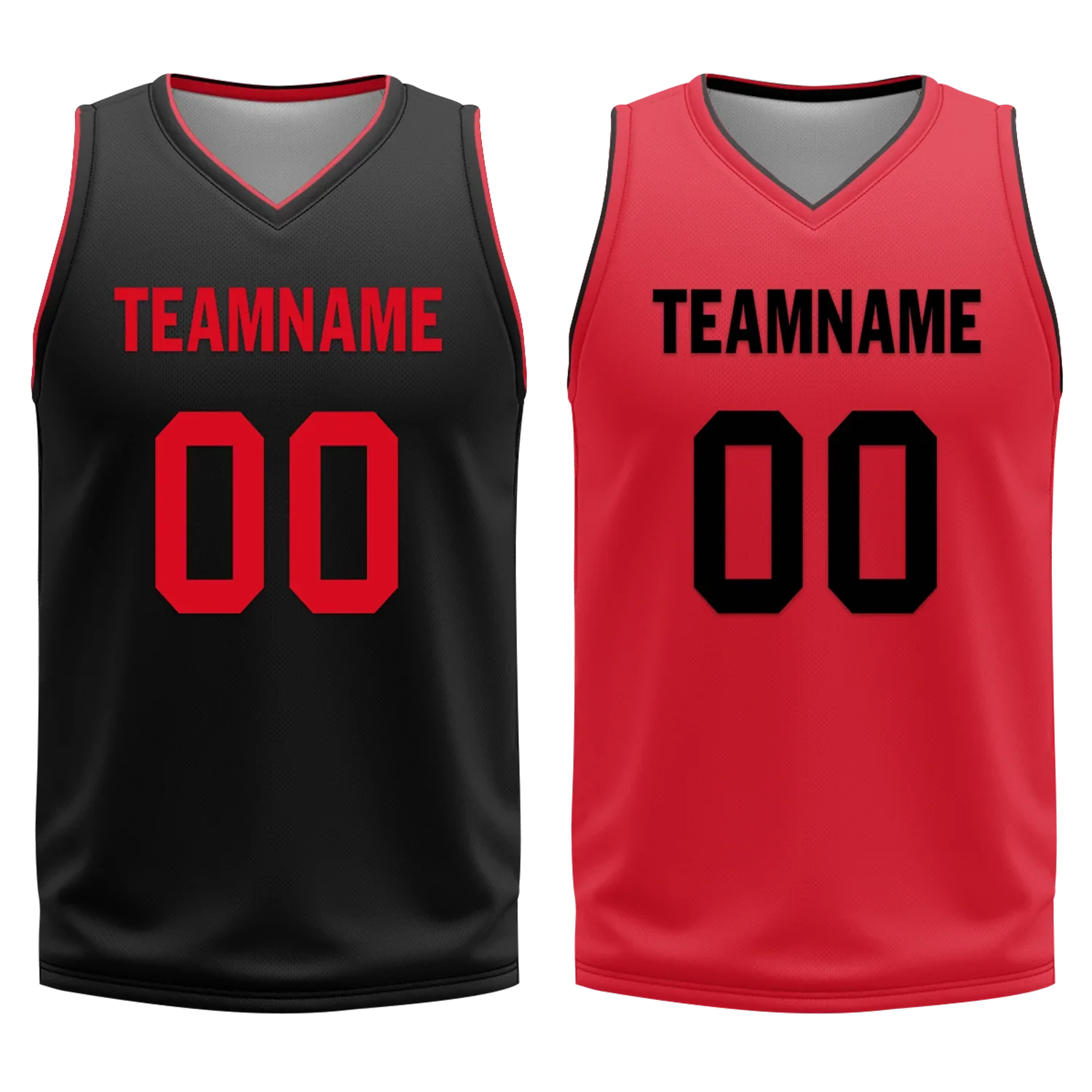 Custom Black Red Classic Style Reversible Basketball Uniform Personalized COOLMAX BBJR-D017018 - Coolcustomize