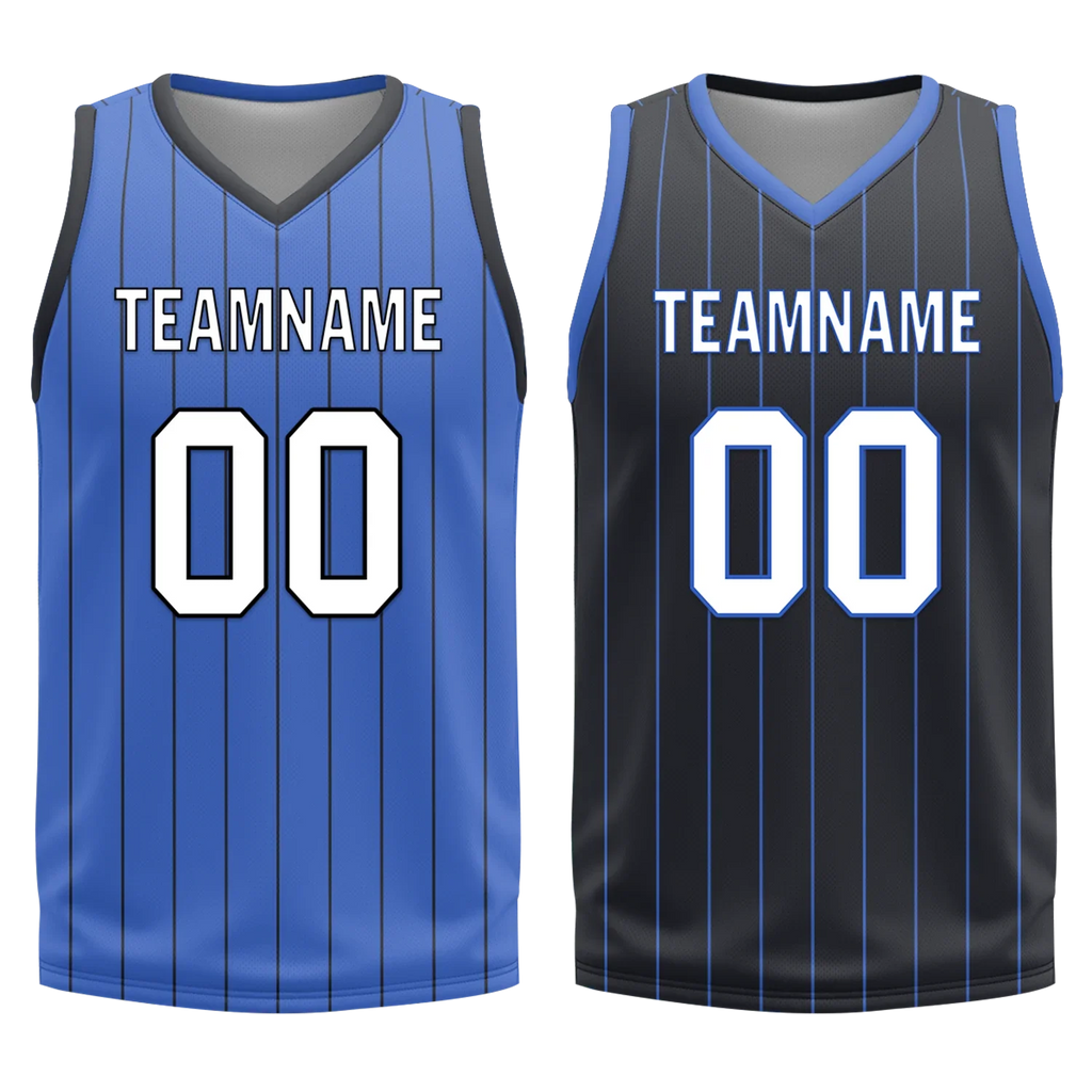 Custom Blue Black Classic Style Reversible Basketball Uniform Personalized COOLMAX BBJR-D017055 - Coolcustomize