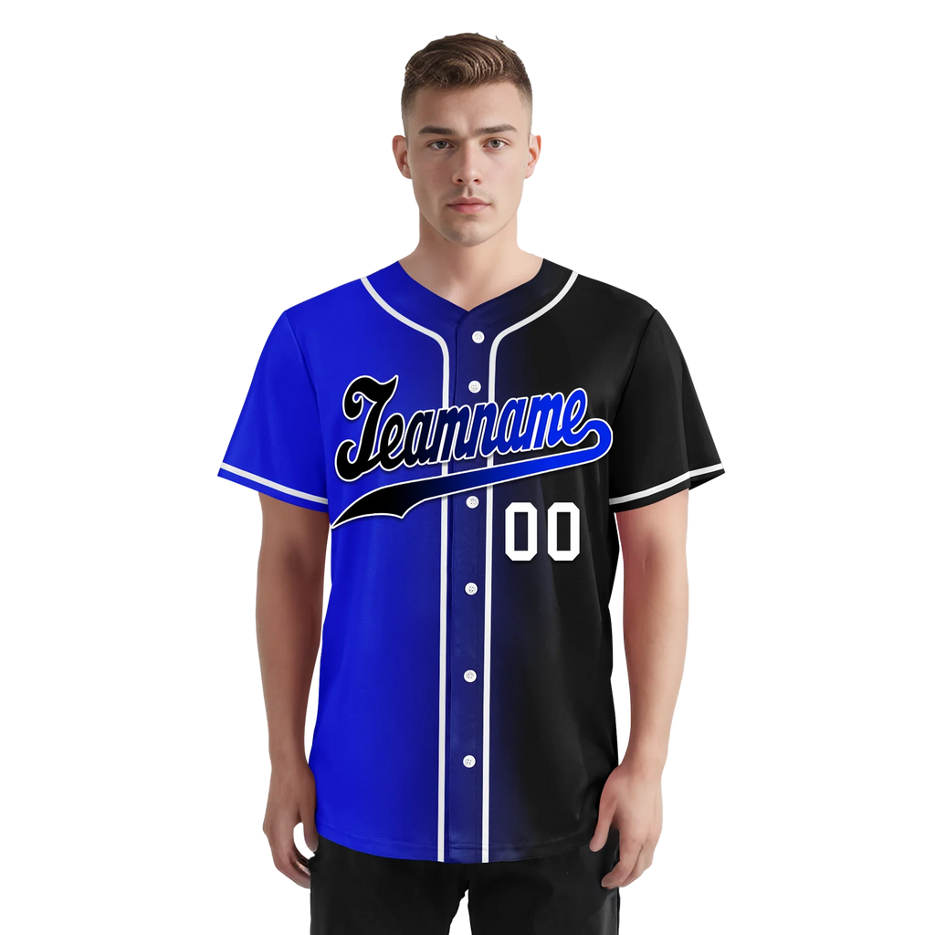 Custom Blue Black Gradient Fashion Personalized Authentic Baseball Jersey BSBJ01-D0a709e - Coolcustomize