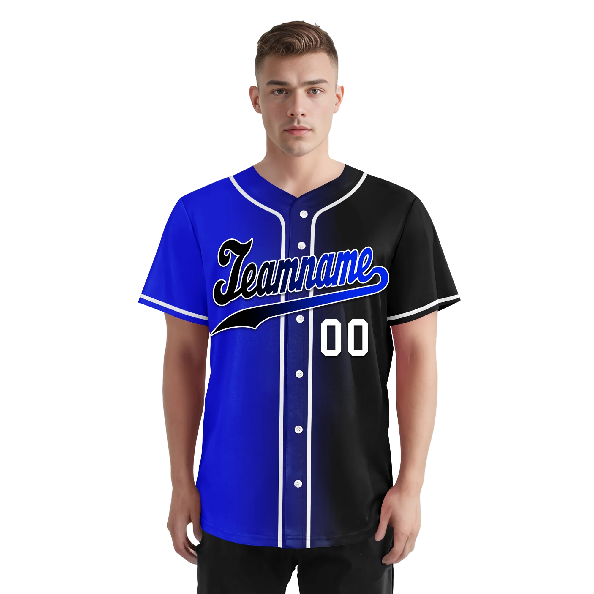 Custom Blue Black Gradient Fashion Personalized Authentic Baseball Jersey BSBJ01-D0a709e - Coolcustomize