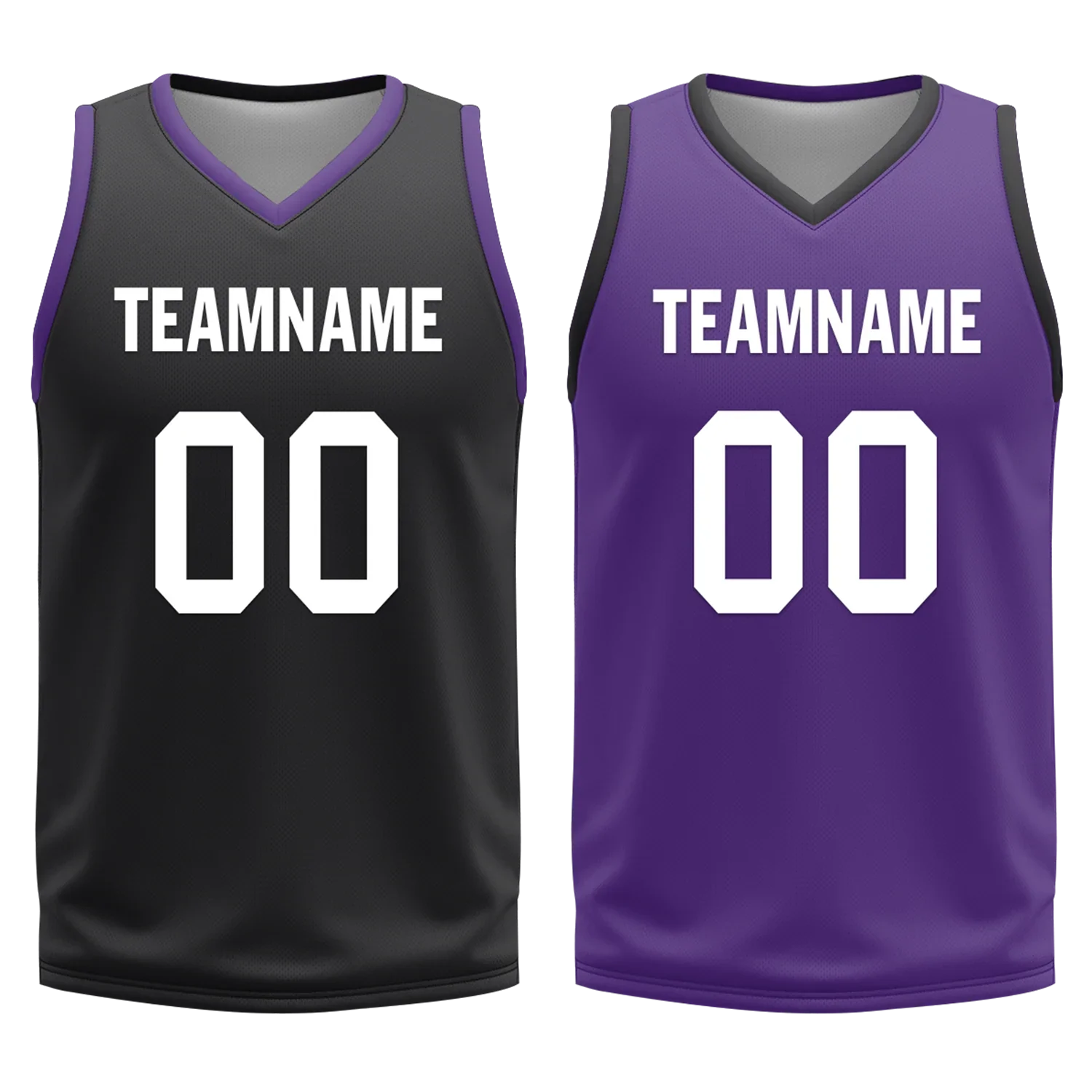 Custom Black Purple Classic Style Reversible Basketball Uniform Personalized COOLMAX BBJR-D017035 - Coolcustomize