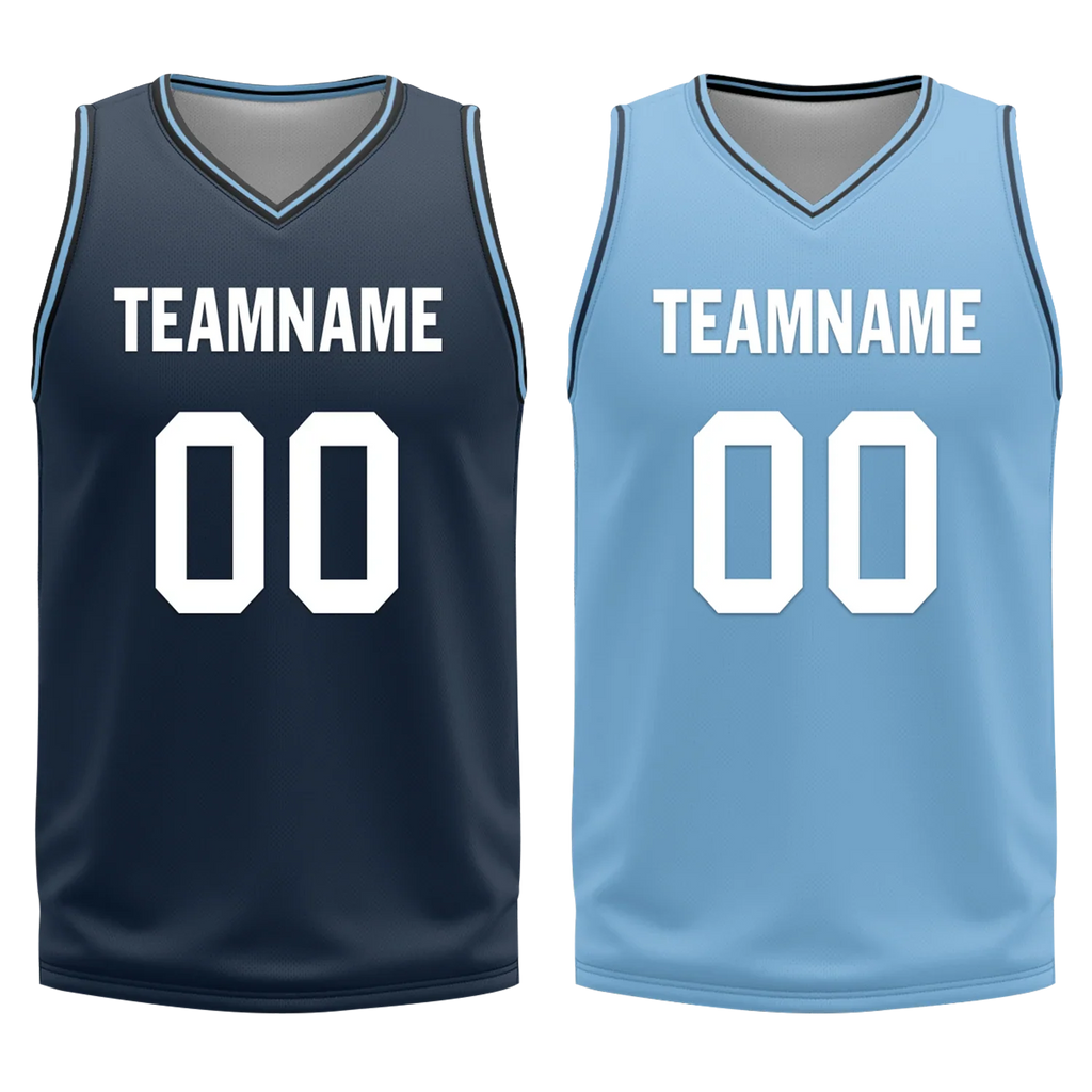Custom Blue Classic Style Reversible Basketball Uniform Personalized COOLMAX BBJR-D017032 - Coolcustomize