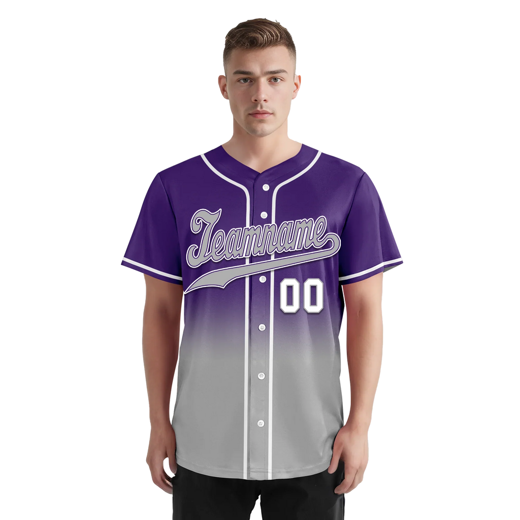 Custom Purple Grey Fade Fashion Personalized Authentic Baseball Jersey BSBJ01-D0a70cd - Coolcustomize